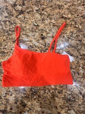 Bright Orange Textured Bathing Suit Top